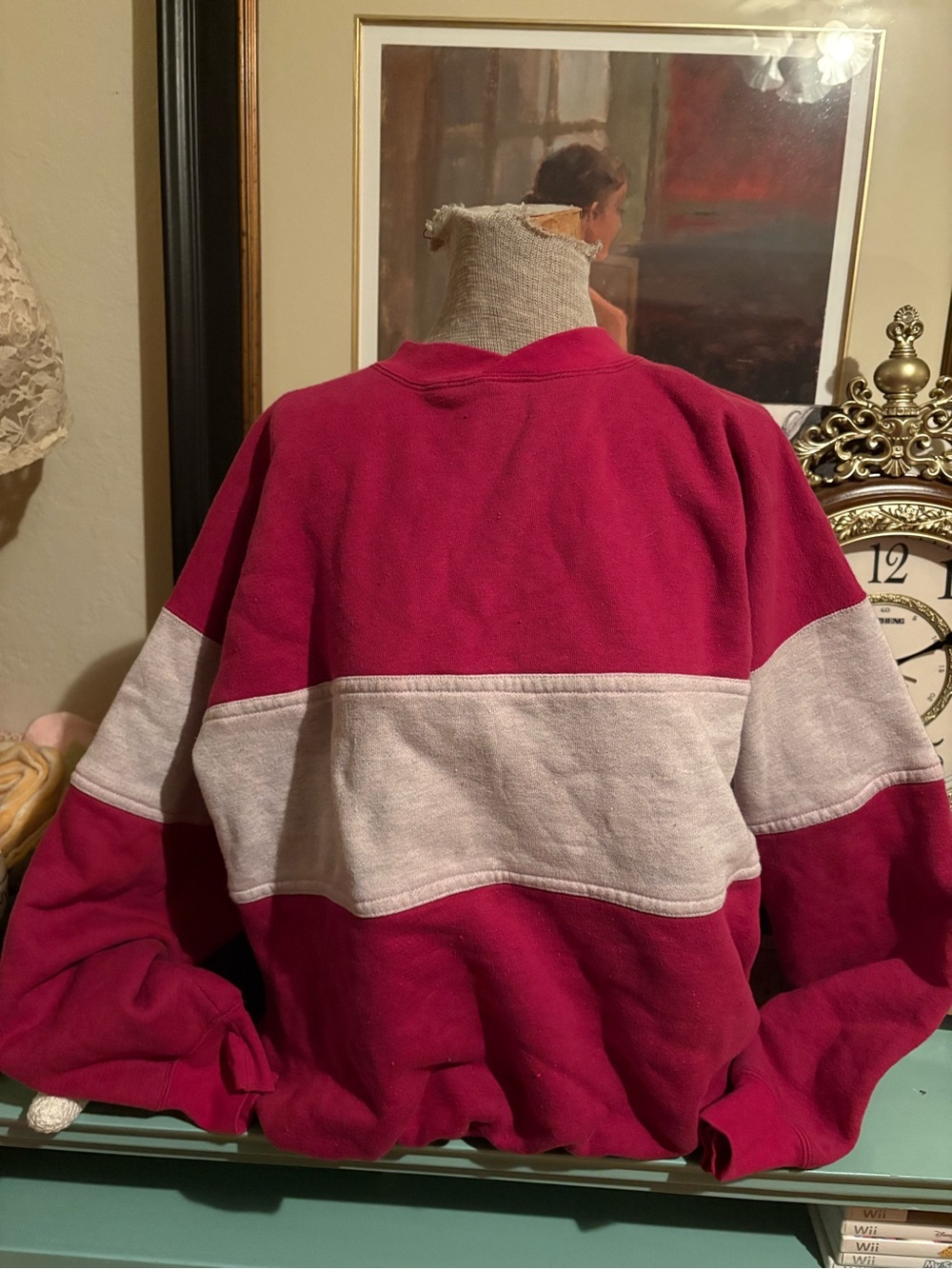 Red & Light Gray Colorblock Crewneck Sweatshirt